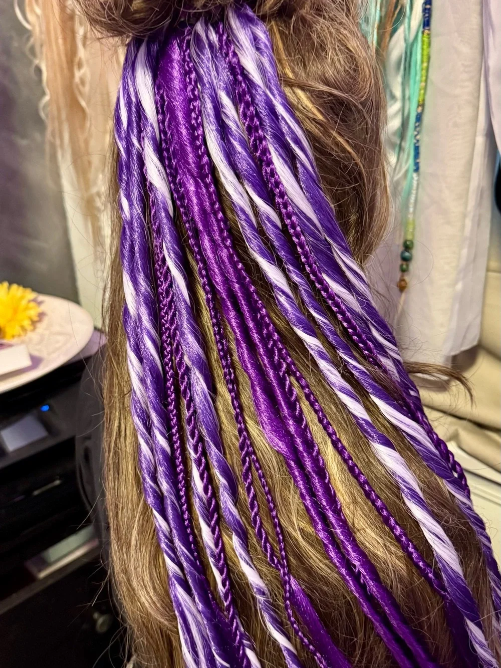 Purple & White Synthetic Braided Hair Extensions - Women Hair Wigs & Extensions